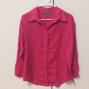 Neiman Marcus pink linen button down shirt!